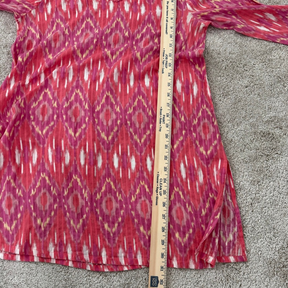 April Cornell Ikat Pattern Beaded Neckline Tunic Top Women's XS - Picture 9 of 10
